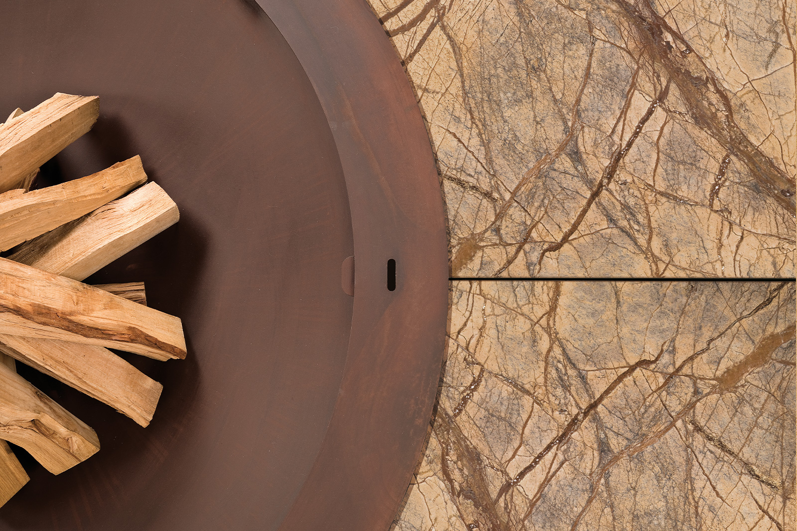 Ercole Marble Rain Forest Brown 1500 mm Wood-Burning Fire Pit Feature